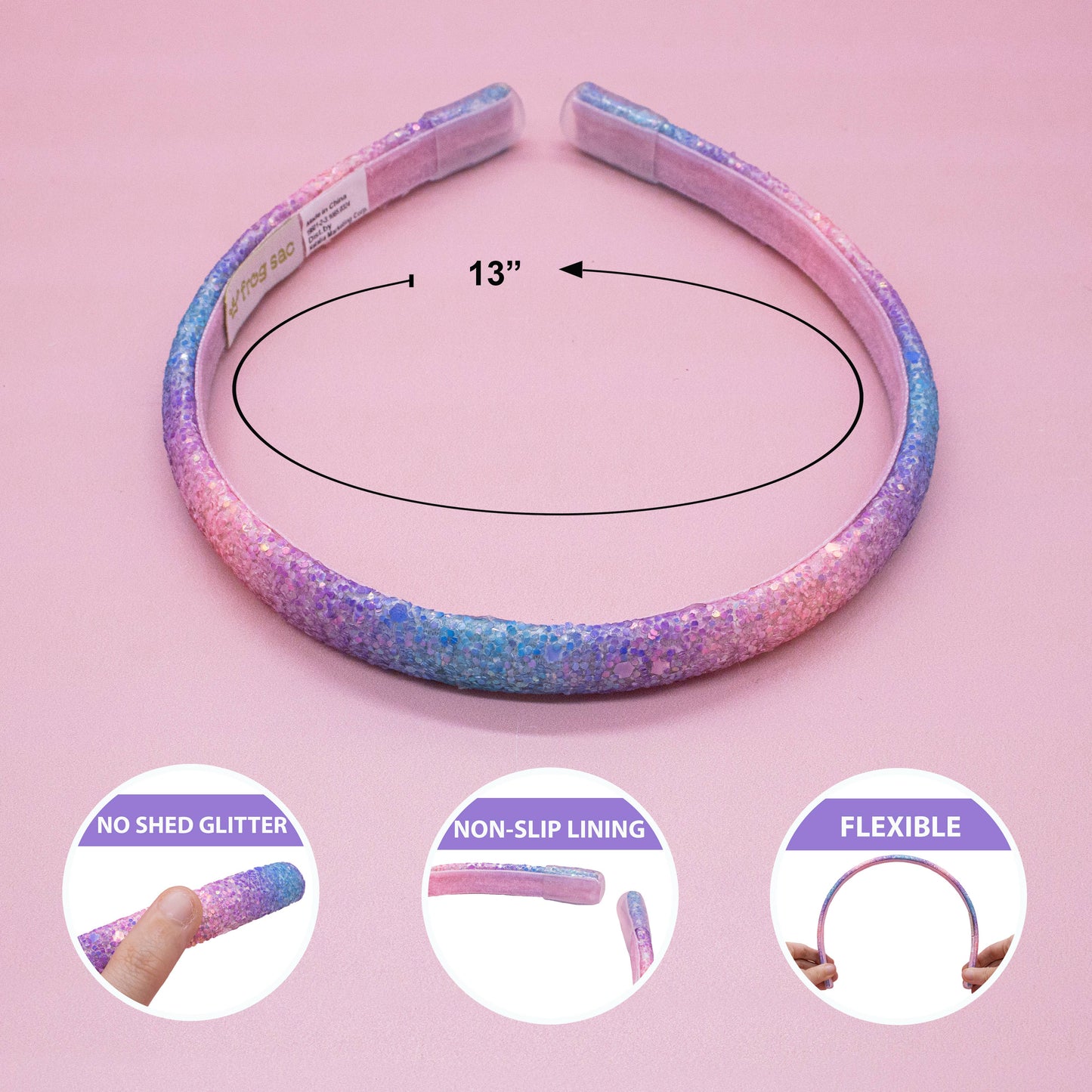 Glitter Headband - Thin Hairbands for Kids: Gold
