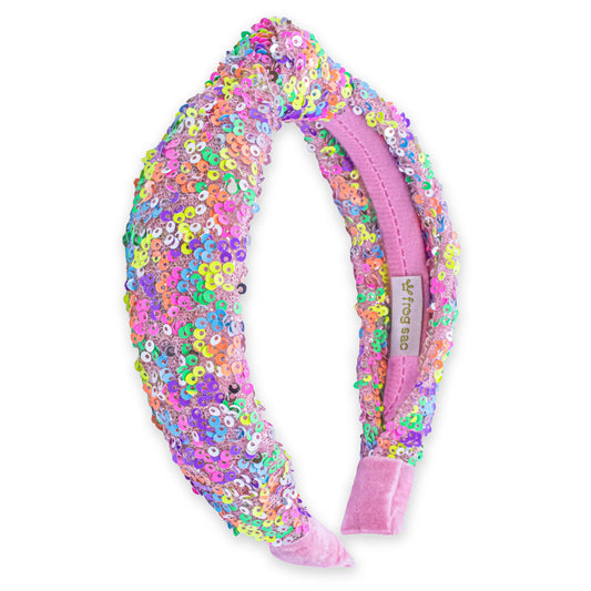 Kids Knot Headband - Sequin Knotted Hair Band Accessories: Rainbow