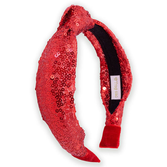 Sequin Knot Headband - Valentine's, Christmas, St. Patrick's: Red