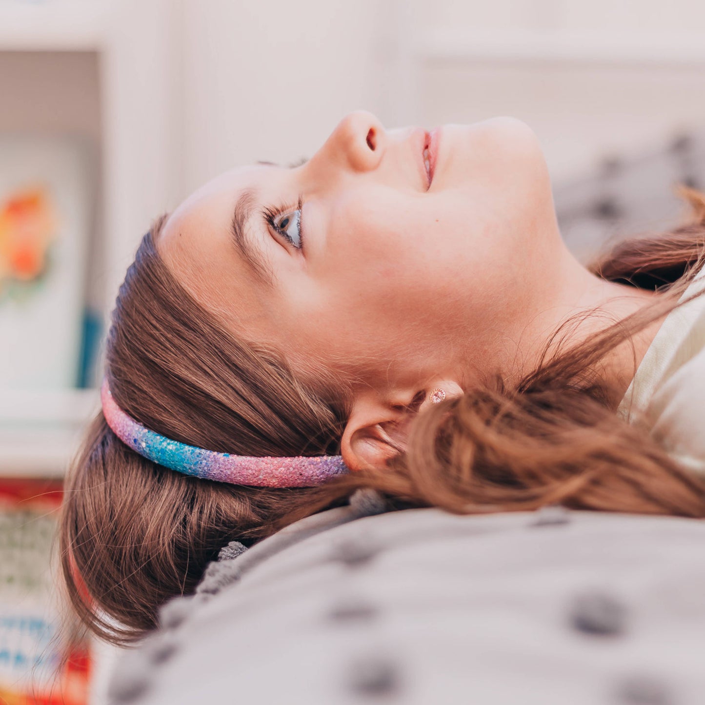 Glitter Headband - Thin Hairbands for Kids: Gold