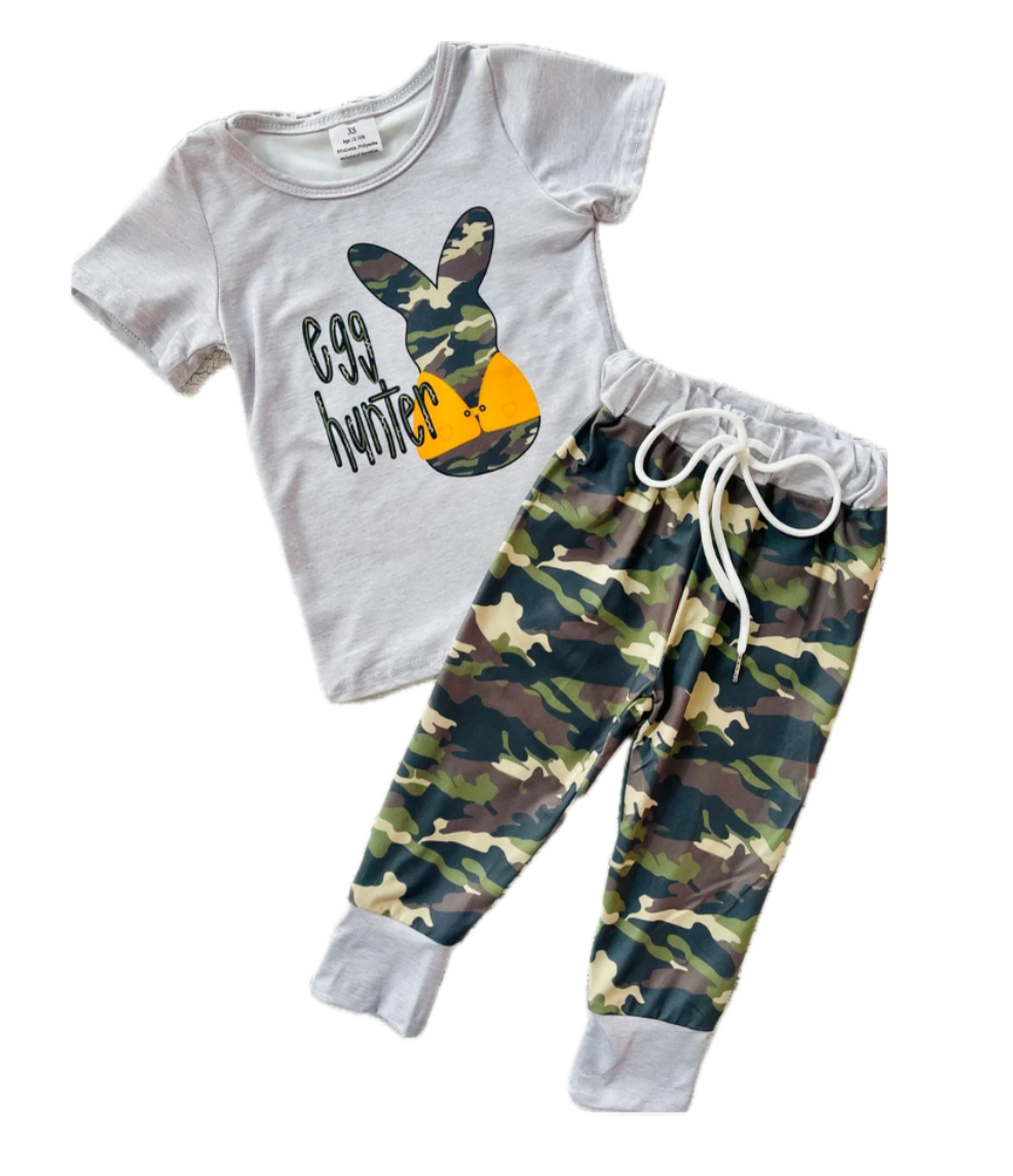 Boys Egg Hunter Camo Outfit