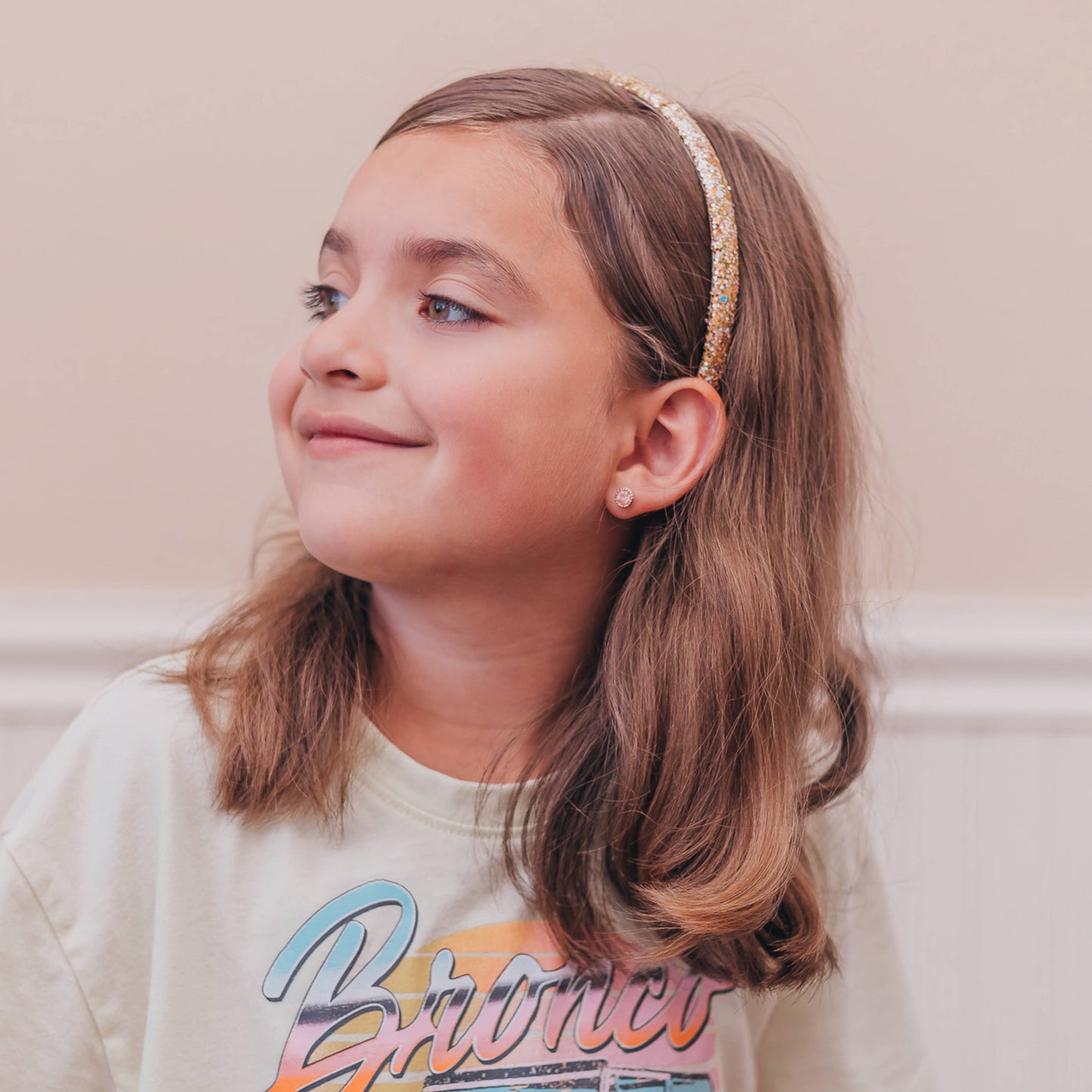 Glitter Headband - Thin Hairbands for Kids: Gold