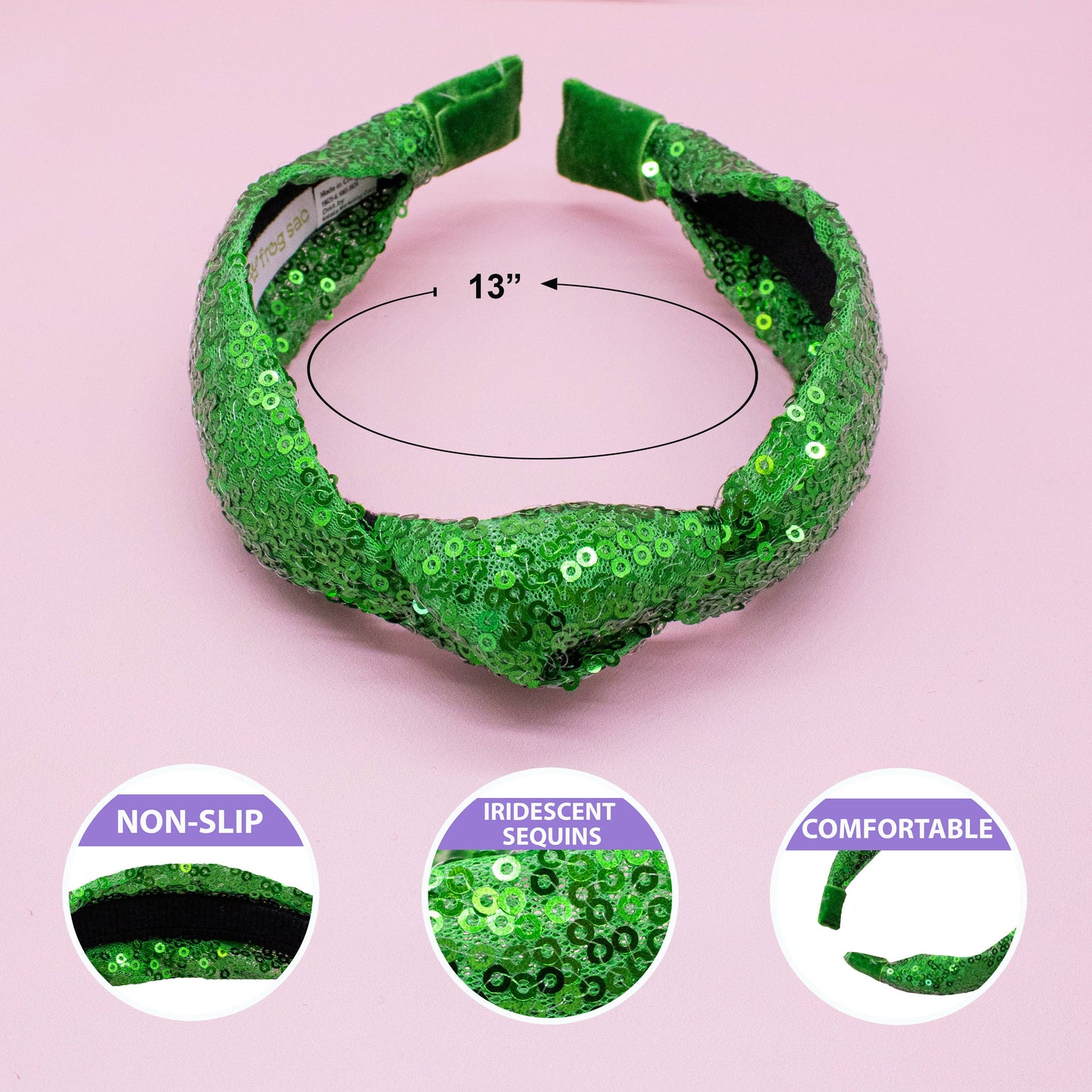 Sequin Knot Headband - Valentine's, Christmas, St. Patrick's: Red
